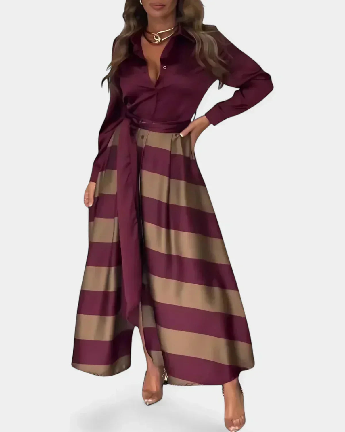 Vestido con Rayas con Cinturón