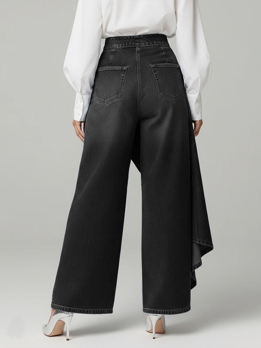 Pantalón de Talle Alto con Pierna Ancha y Corte Relajado en Diseño Elegante