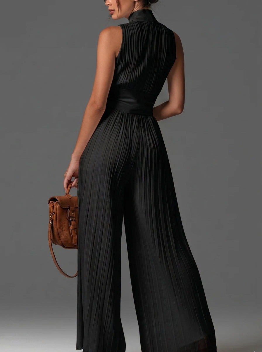 Jumpsuit Plisado De Gala Cuello Alto