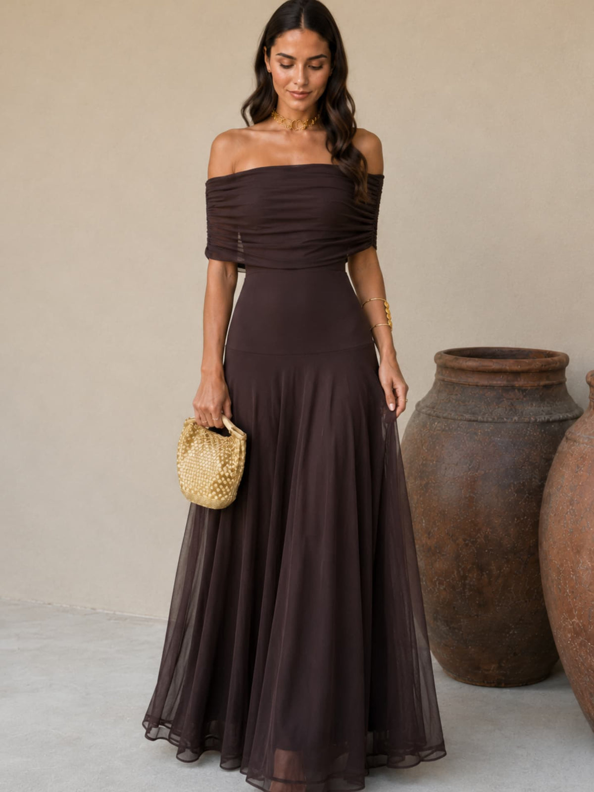 Vestido marrón estilo Toledo