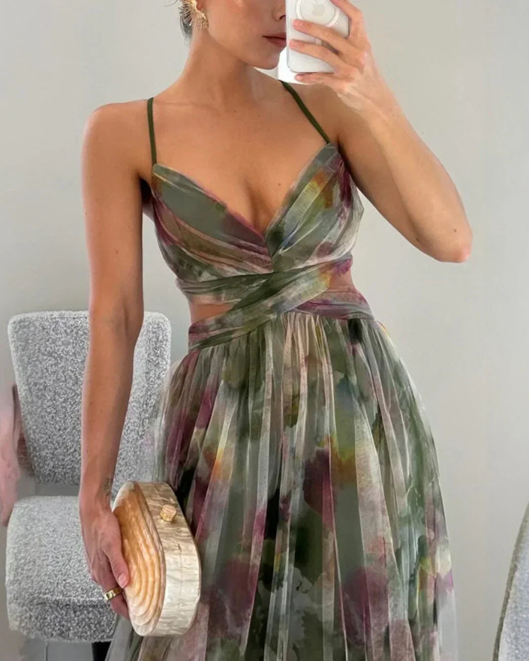 Vestido Largo con Estampado Floral