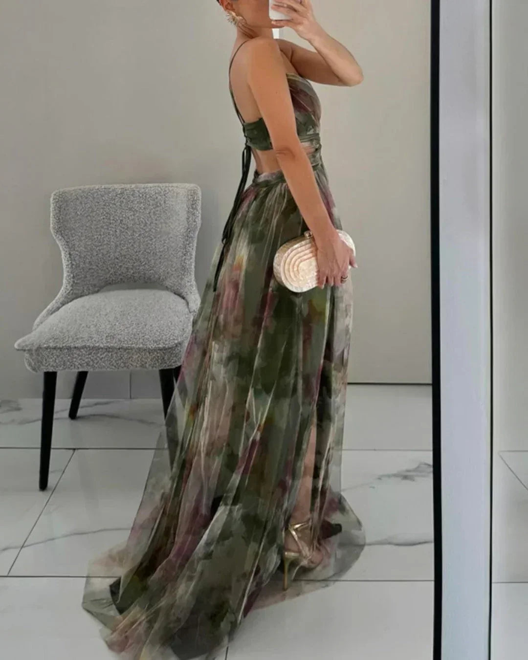 Vestido Largo con Estampado Floral