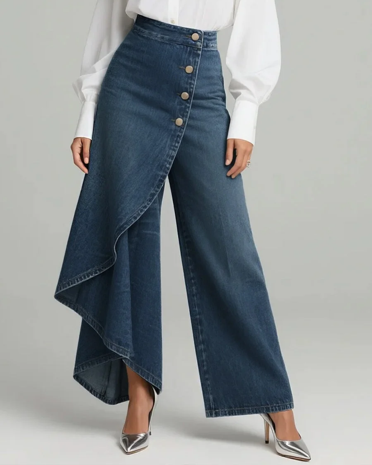 Pantalón de Talle Alto con Pierna Ancha y Corte Relajado en Diseño Elegante