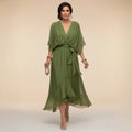 Vestido de chiffon con escote en V
