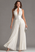 Jumpsuit Plisado De Gala Cuello Alto