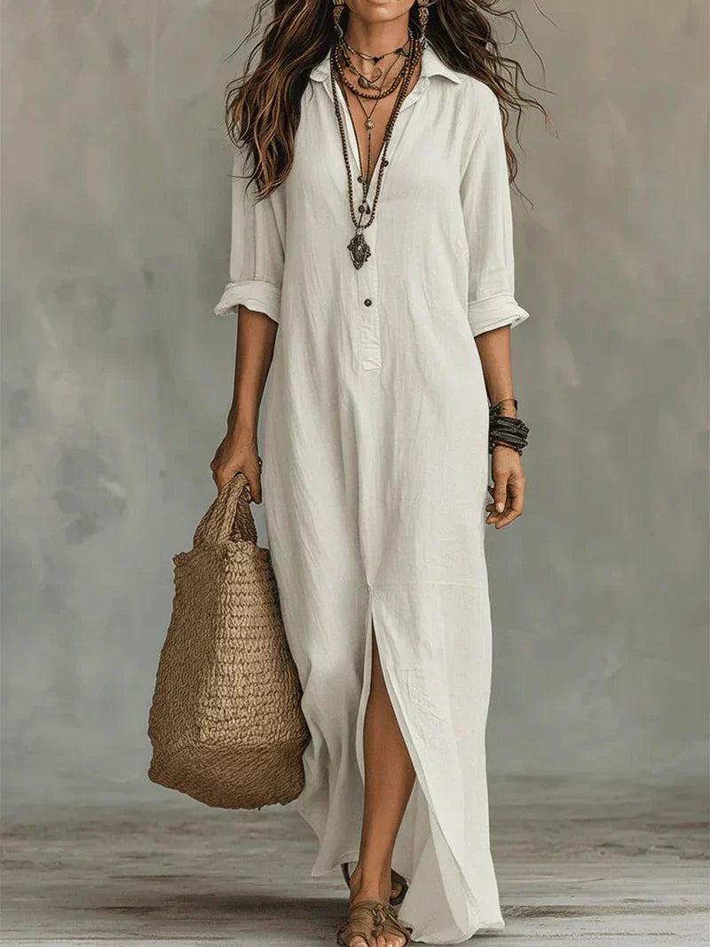 Vestido maxi cómodo y elegante con silueta favorecedora