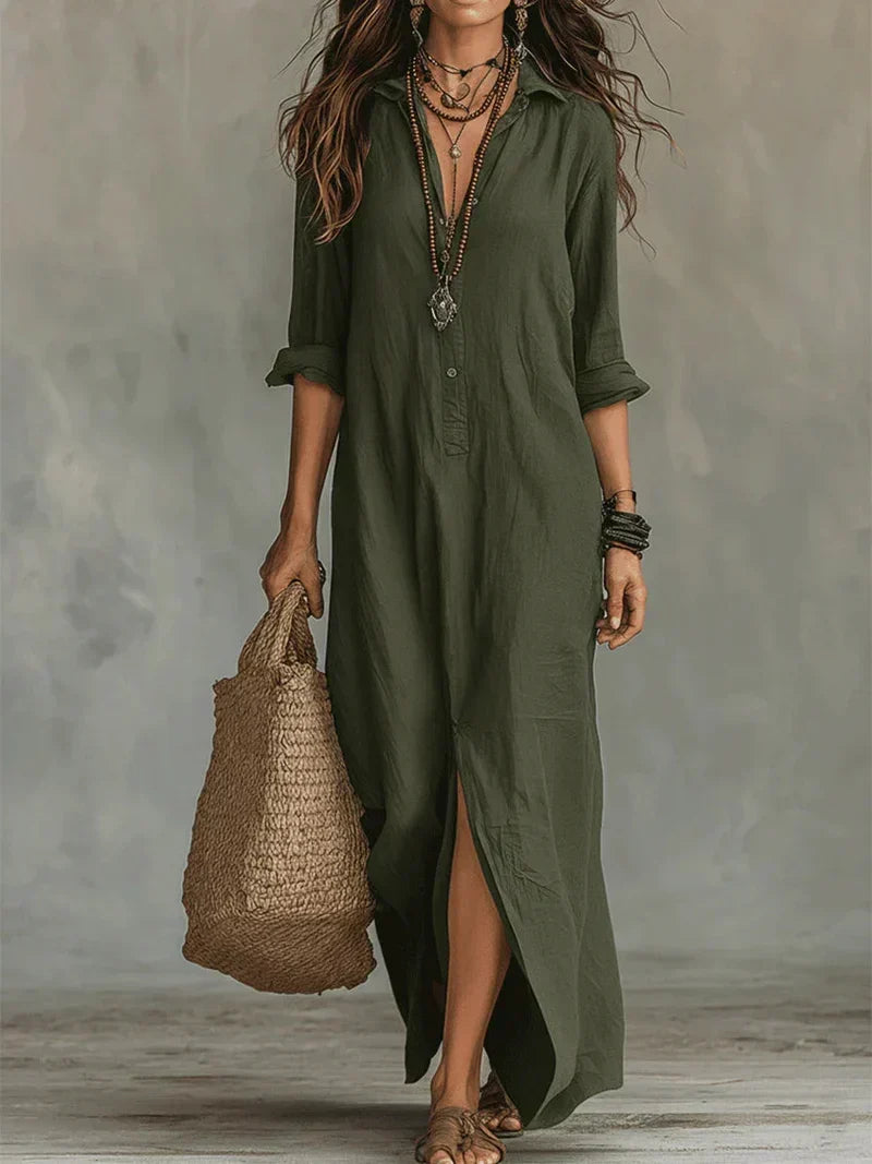 Vestido maxi cómodo y elegante con silueta favorecedora