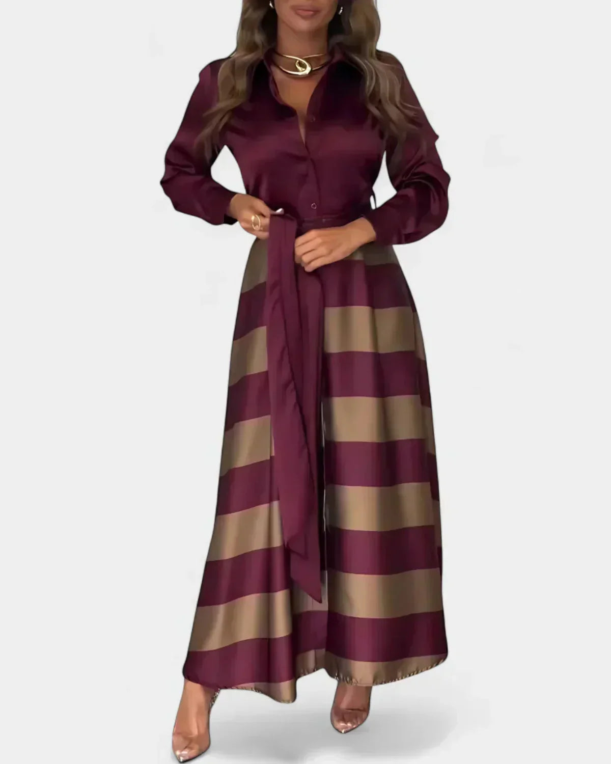Vestido con Rayas con Cinturón