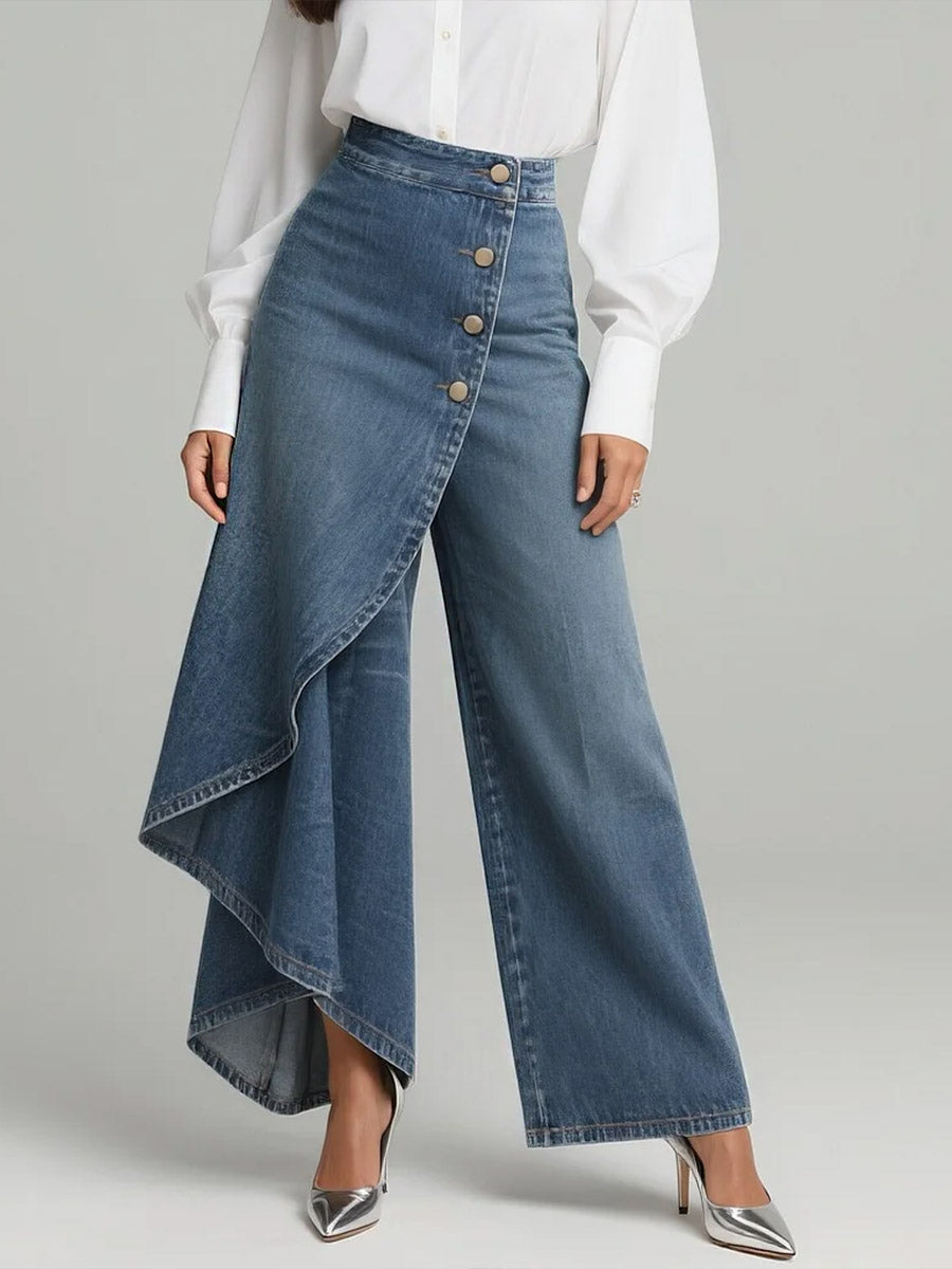 Pantalón de Talle Alto con Pierna Ancha y Corte Relajado en Diseño Elegante