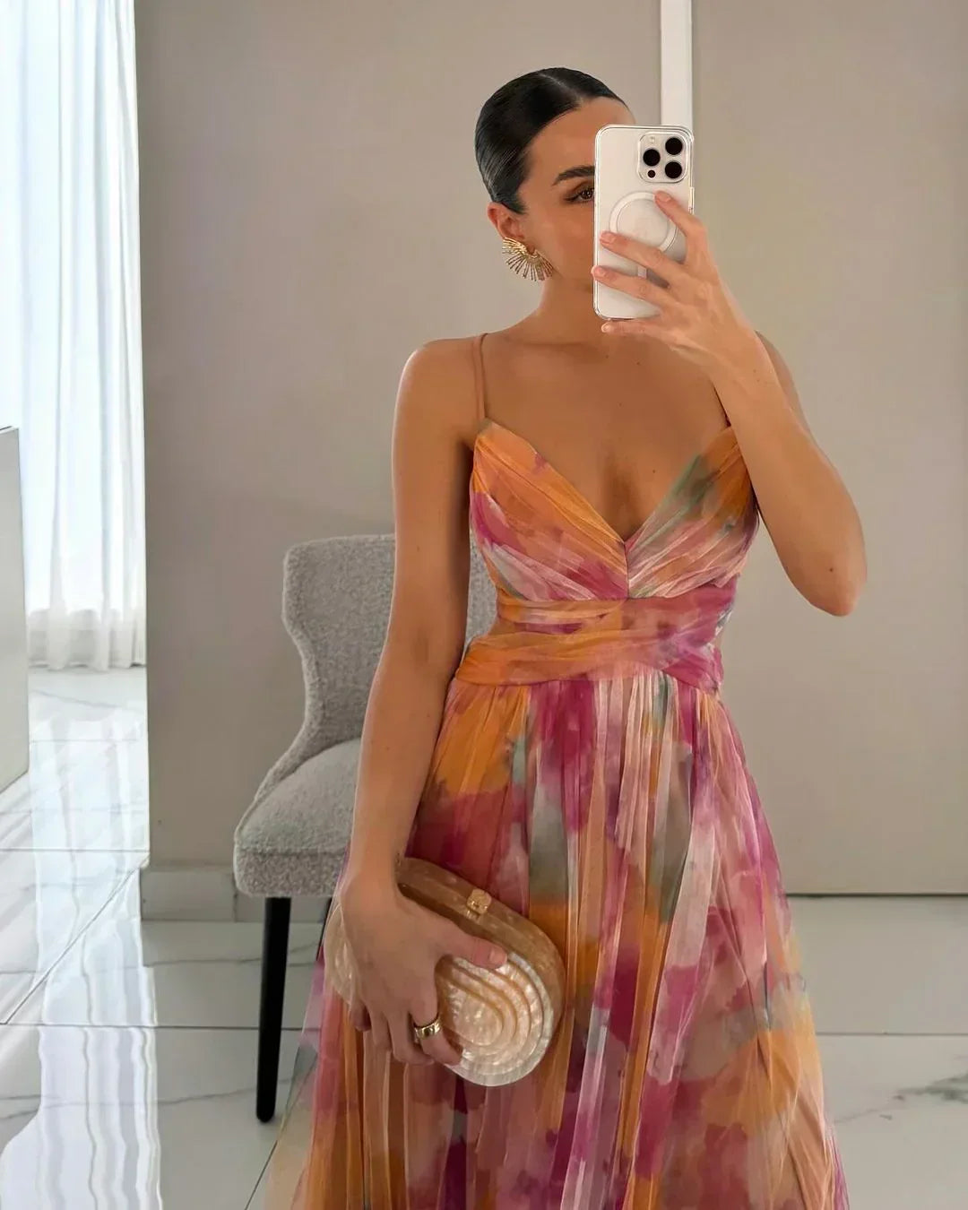 Vestido Largo con Estampado Floral