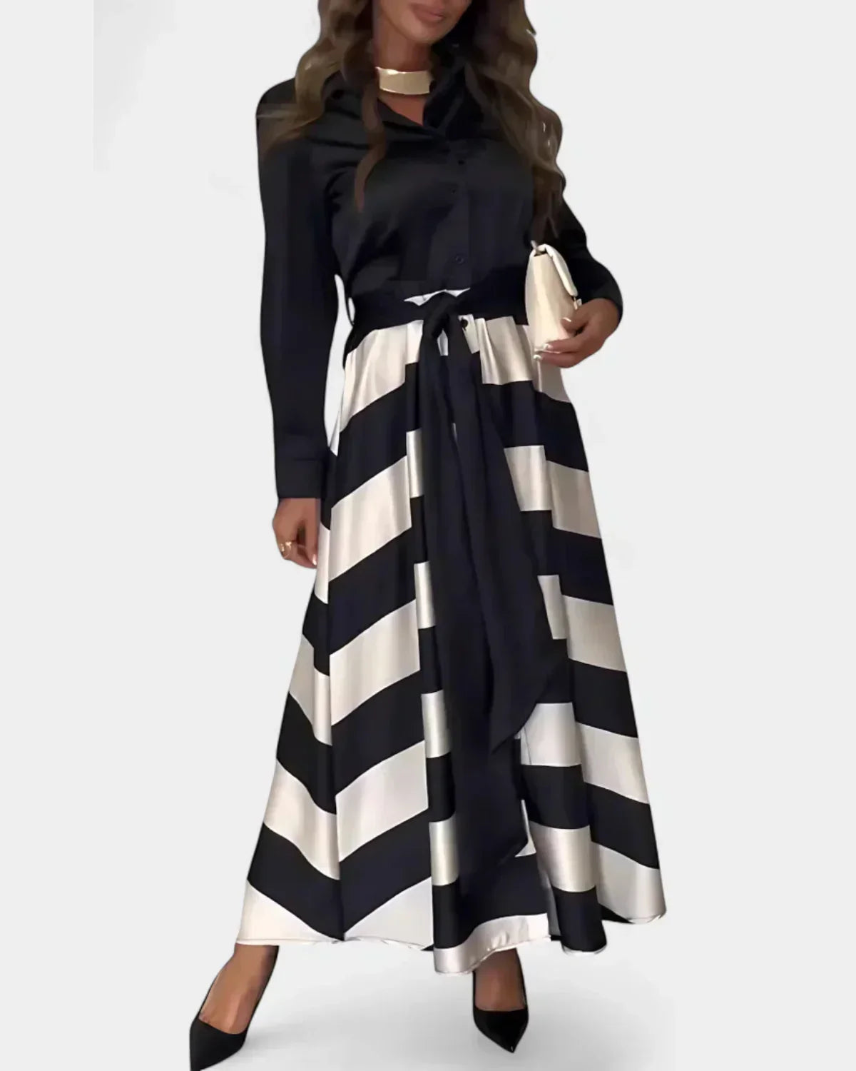 Vestido con Rayas con Cinturón