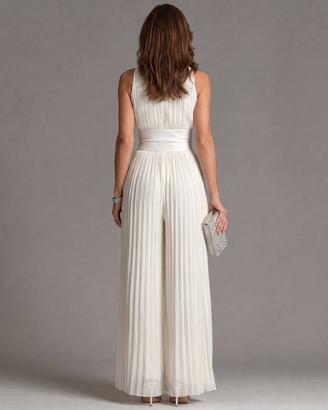 Jumpsuit Plisado De Gala Cuello Alto