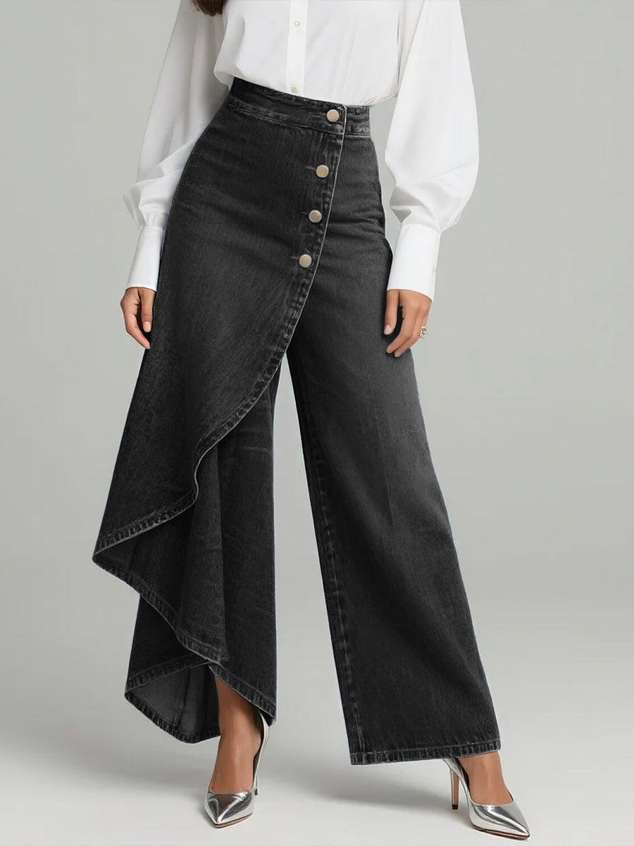 Pantalón de Talle Alto con Pierna Ancha y Corte Relajado en Diseño Elegante