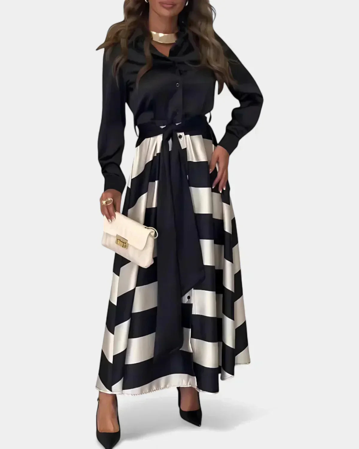 Vestido con Rayas con Cinturón