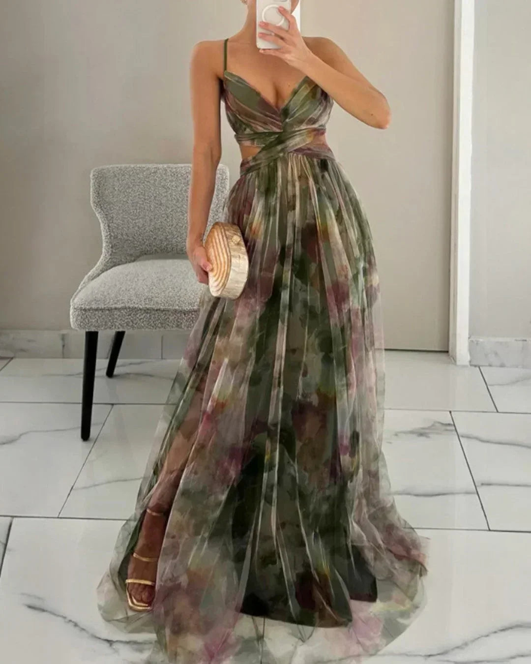 Vestido Largo con Estampado Floral