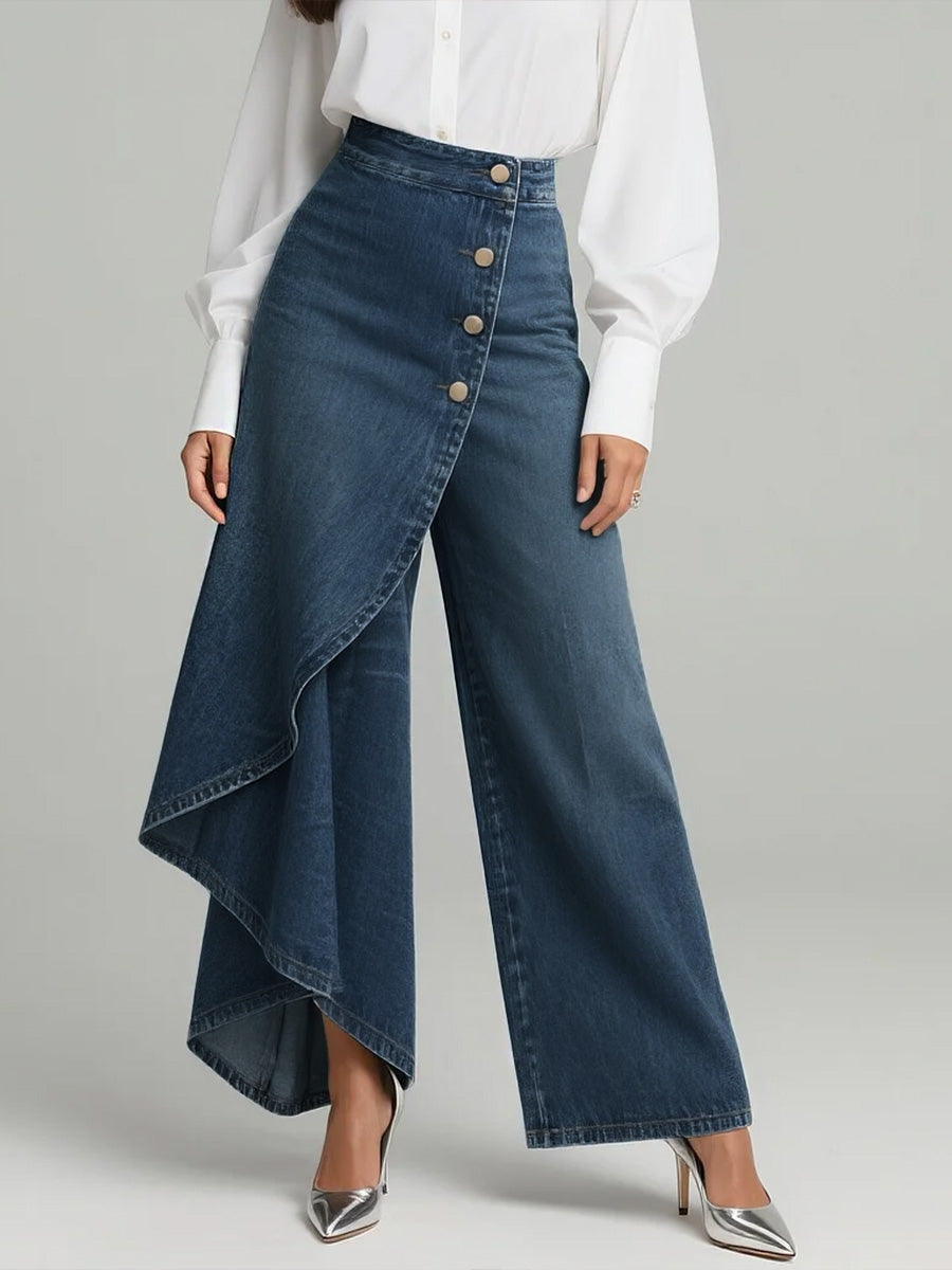 Pantalón de Talle Alto con Pierna Ancha y Corte Relajado en Diseño Elegante