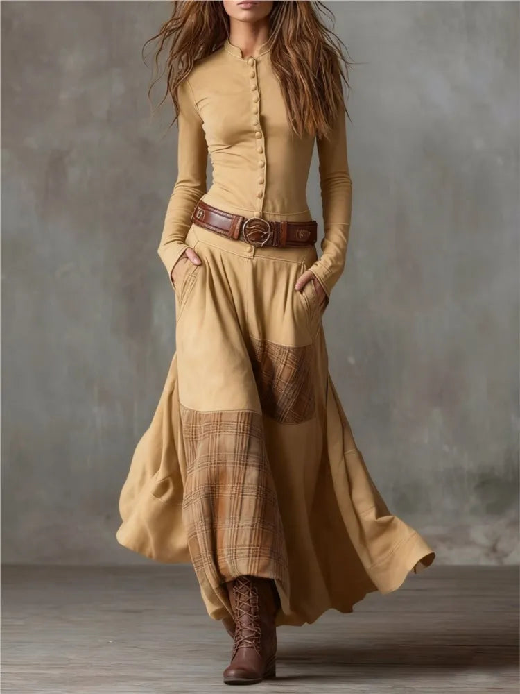 Vestido de cuadros con cinturón
