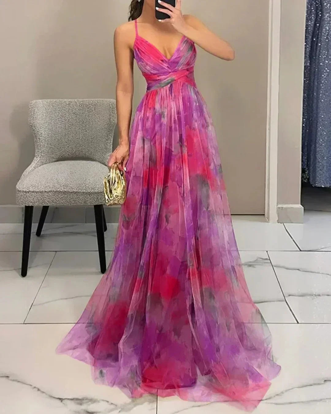 Vestido Largo con Estampado Floral