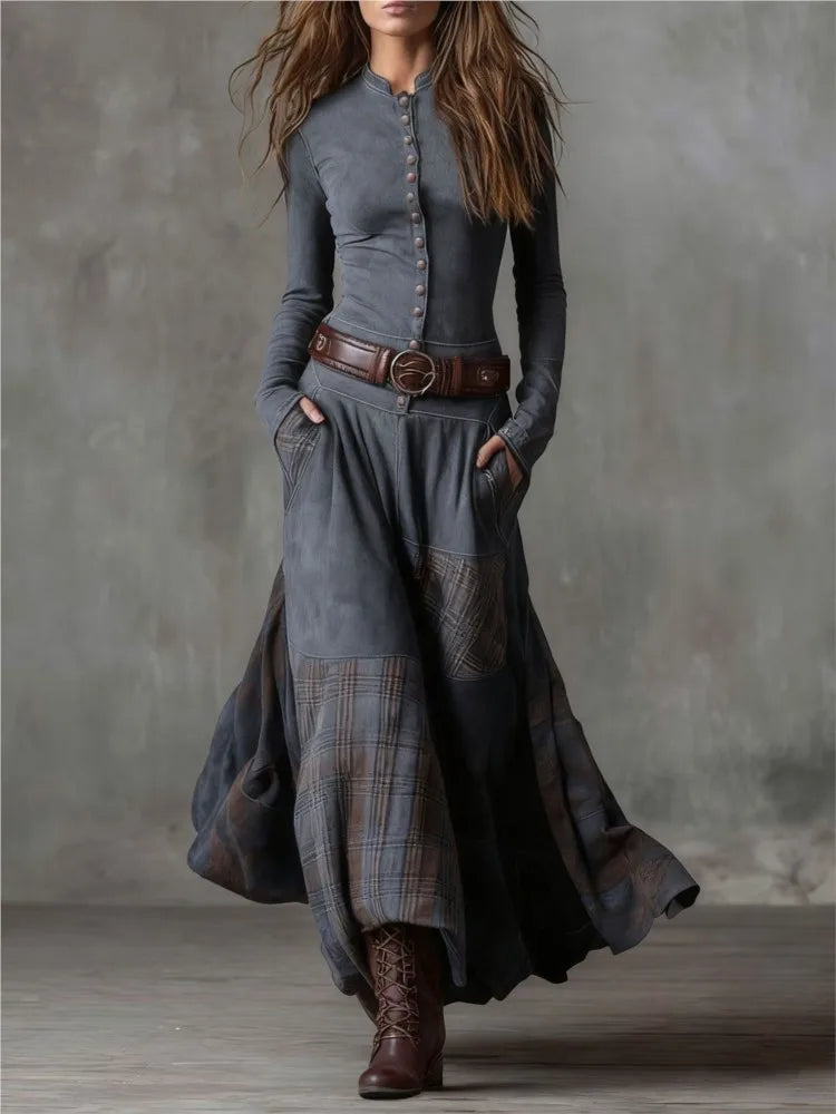 Vestido de cuadros con cinturón