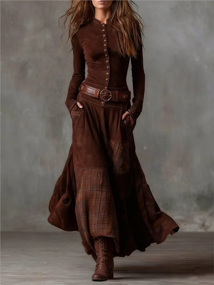 Vestido de cuadros con cinturón