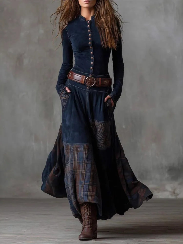 Vestido de cuadros con cinturón