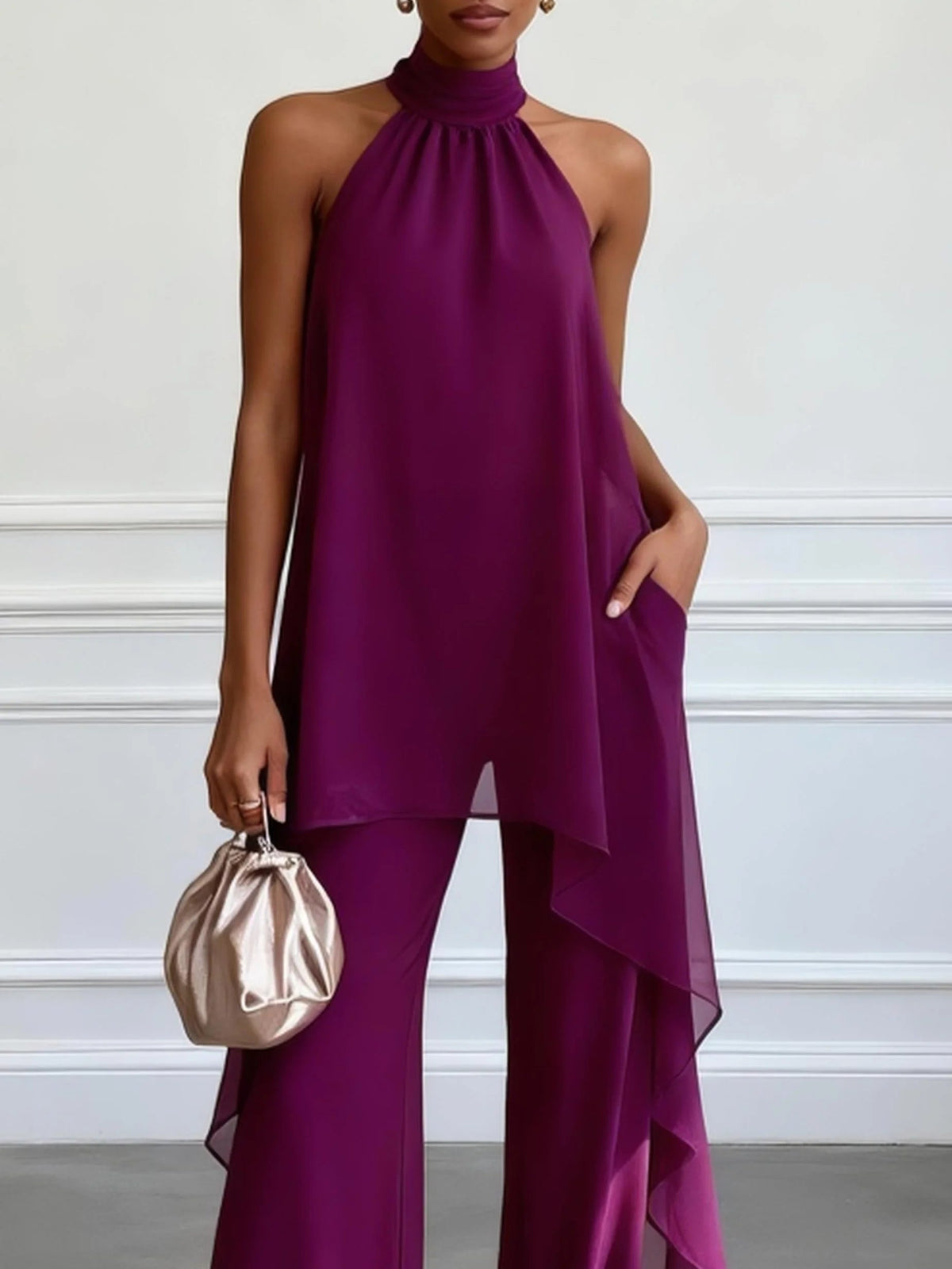 Mono halter sofisticado para mujer