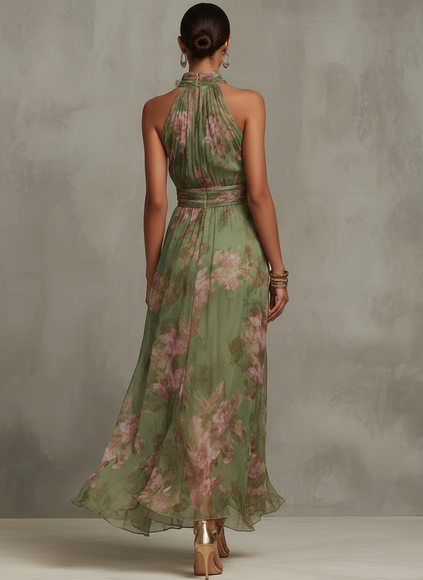 Vestido Maxi Floral Verde
