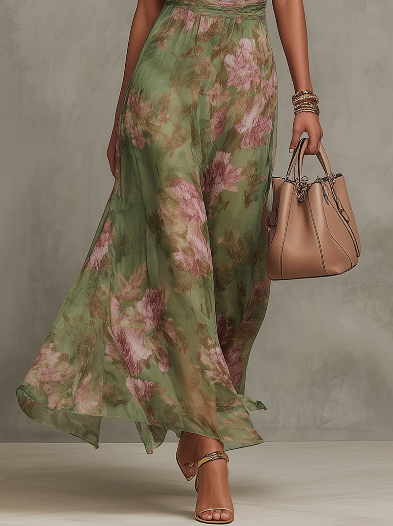 Vestido Maxi Floral Verde