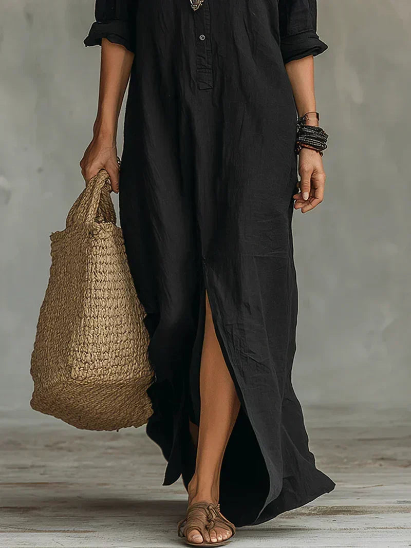 Vestido maxi cómodo y elegante con silueta favorecedora