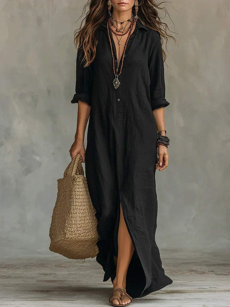 Vestido maxi cómodo y elegante con silueta favorecedora