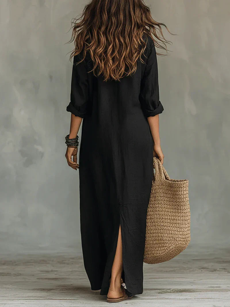 Vestido maxi cómodo y elegante con silueta favorecedora