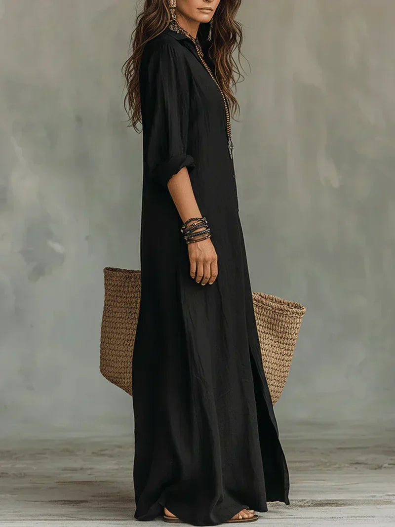 Vestido maxi cómodo y elegante con silueta favorecedora