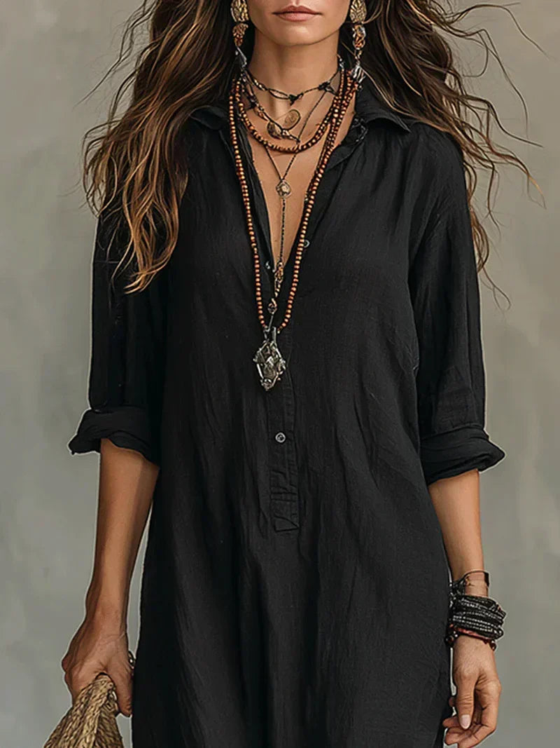 Vestido maxi cómodo y elegante con silueta favorecedora