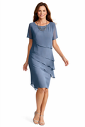 Vestido Azul Fluido con Diseño en Capas