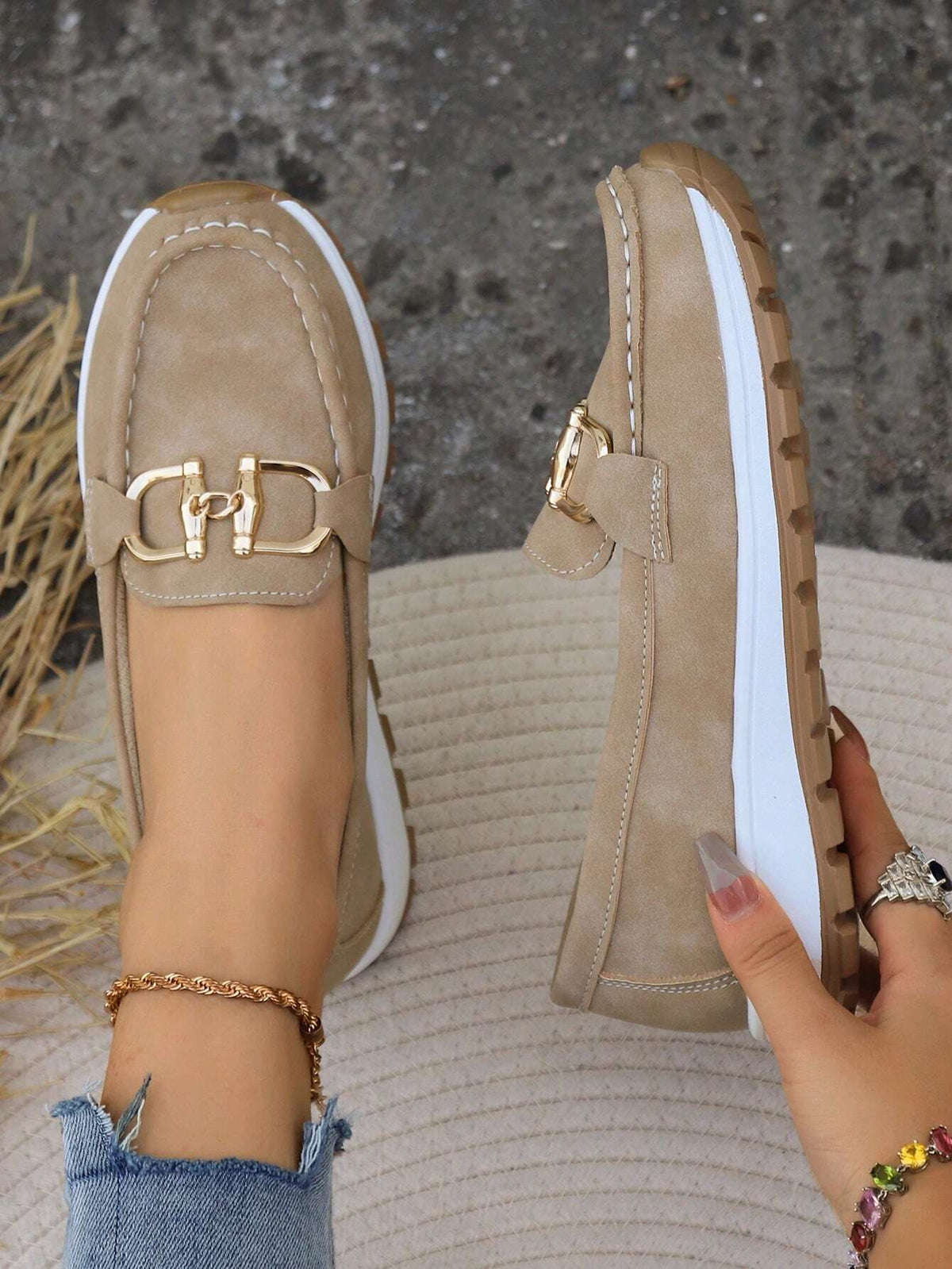 Mocasines con plataforma y hebilla