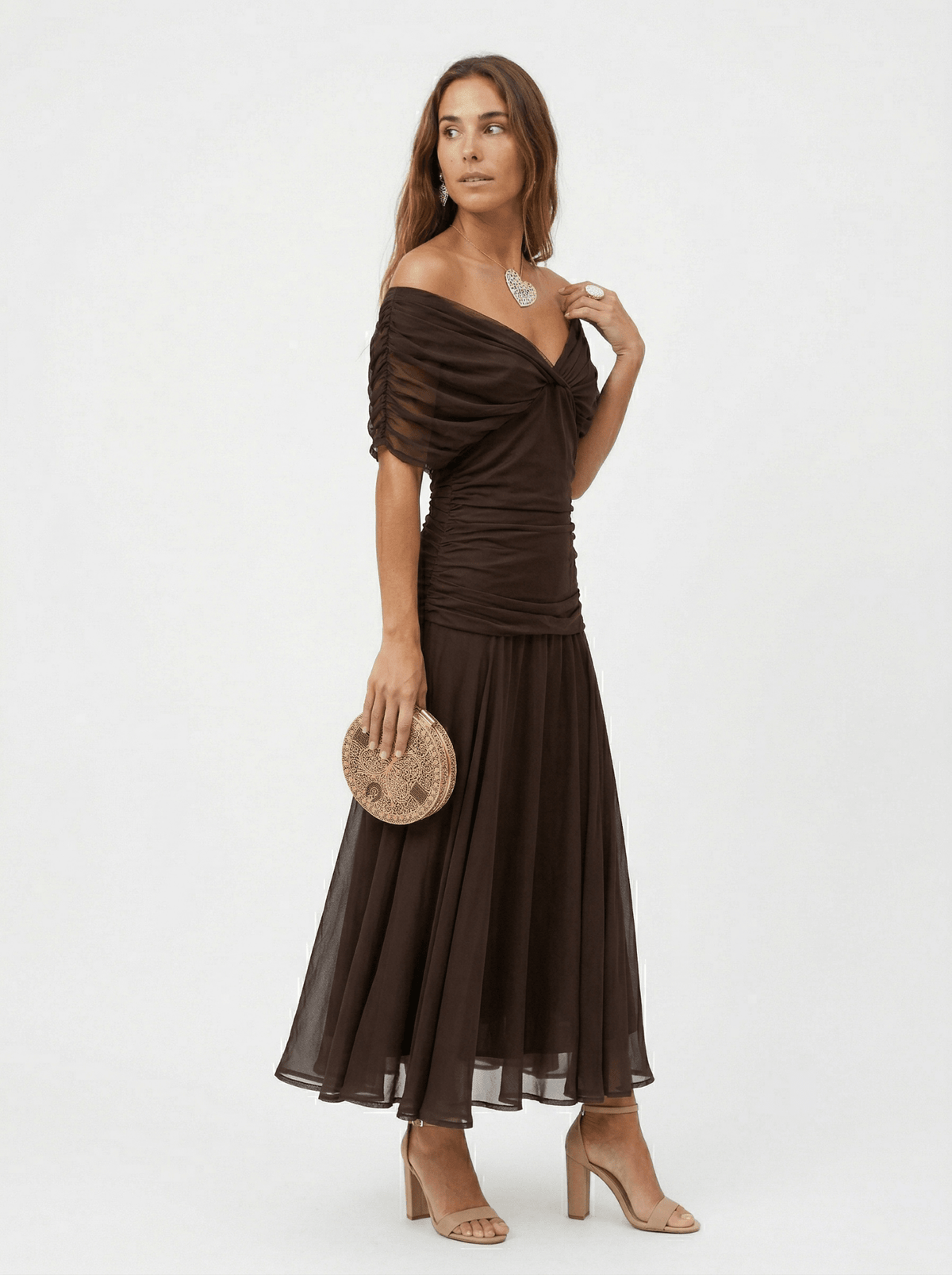 Vestido largo con escote en V