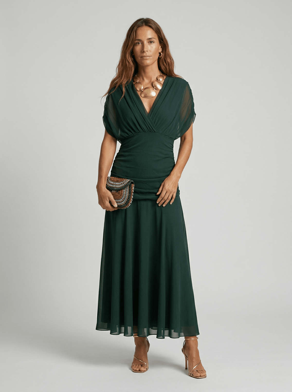 Vestido largo con escote en V