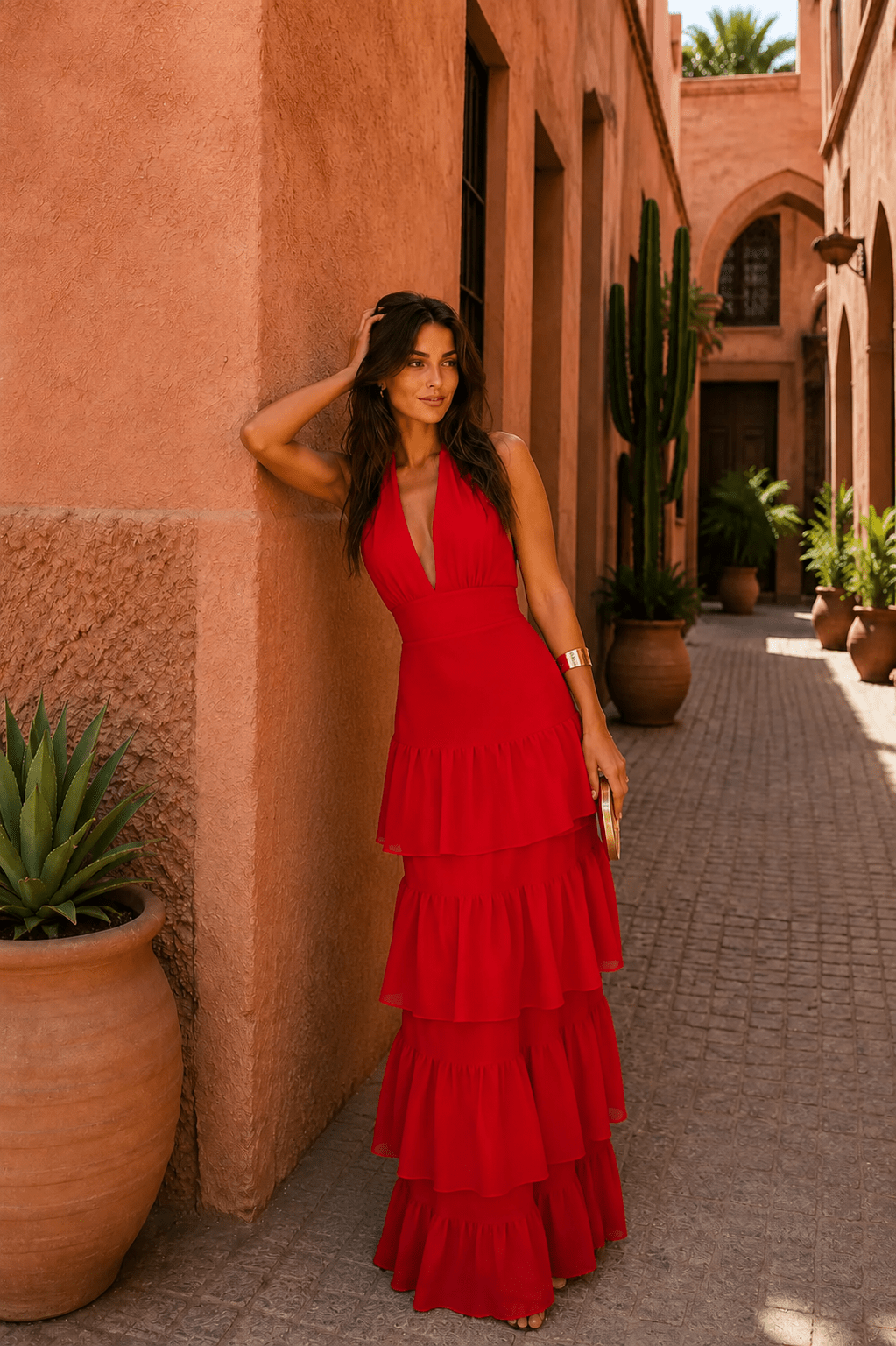 Vestido rojo estilo Manila