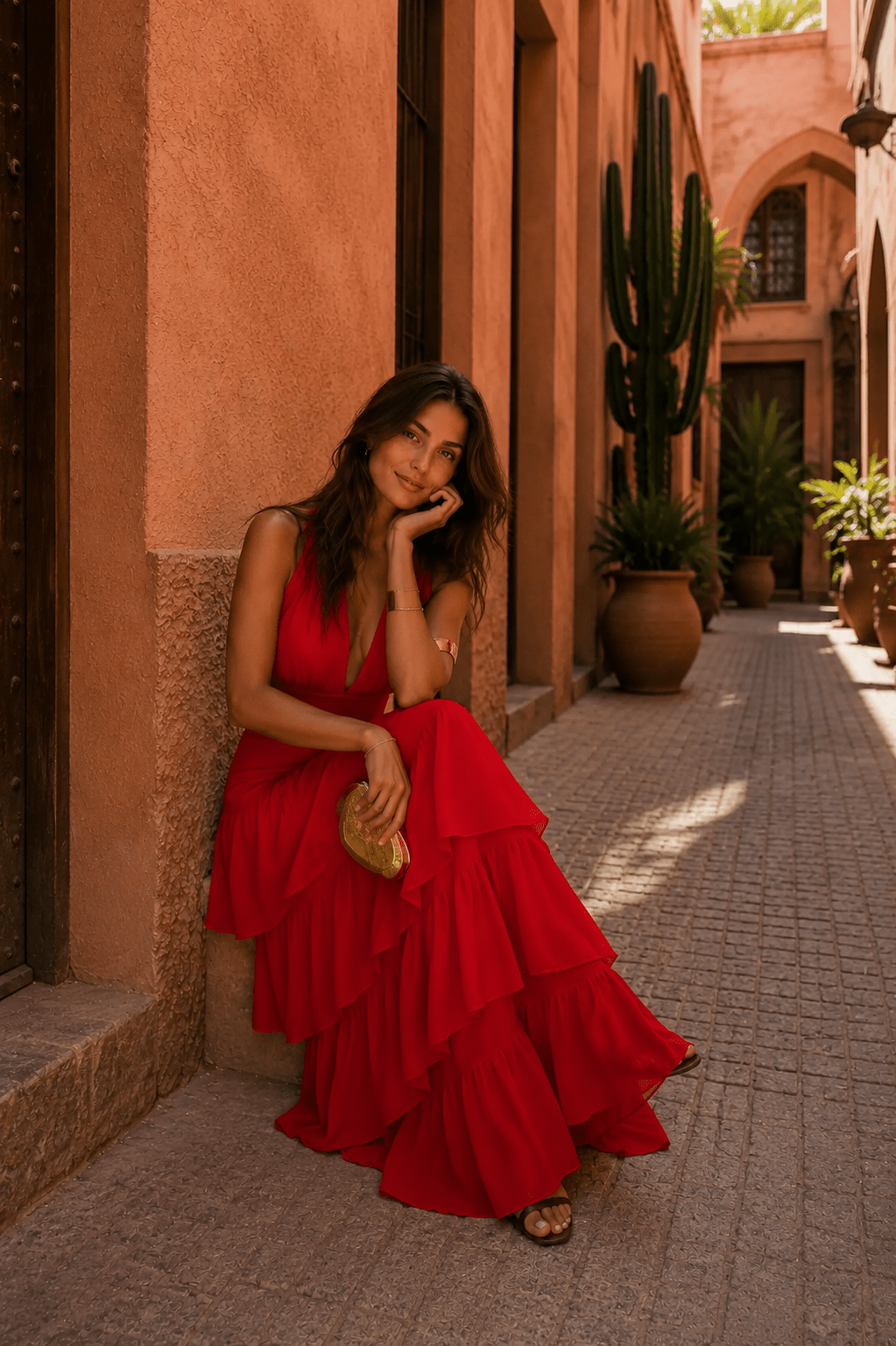 Vestido rojo estilo Manila
