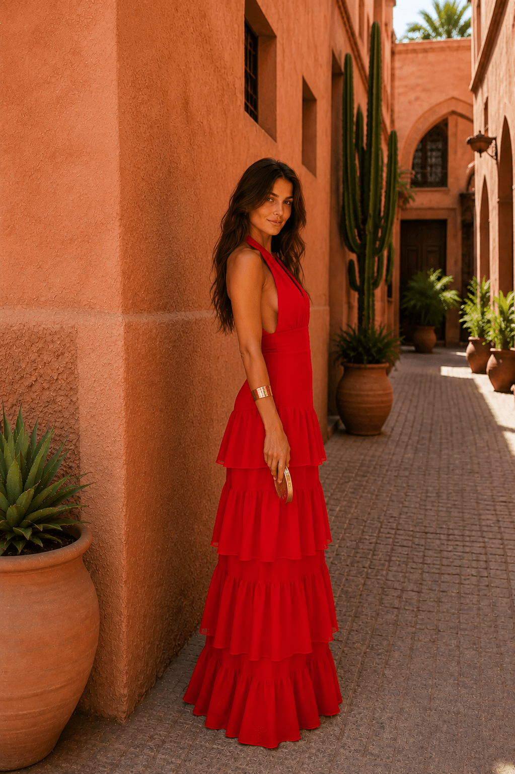 Vestido rojo estilo Manila