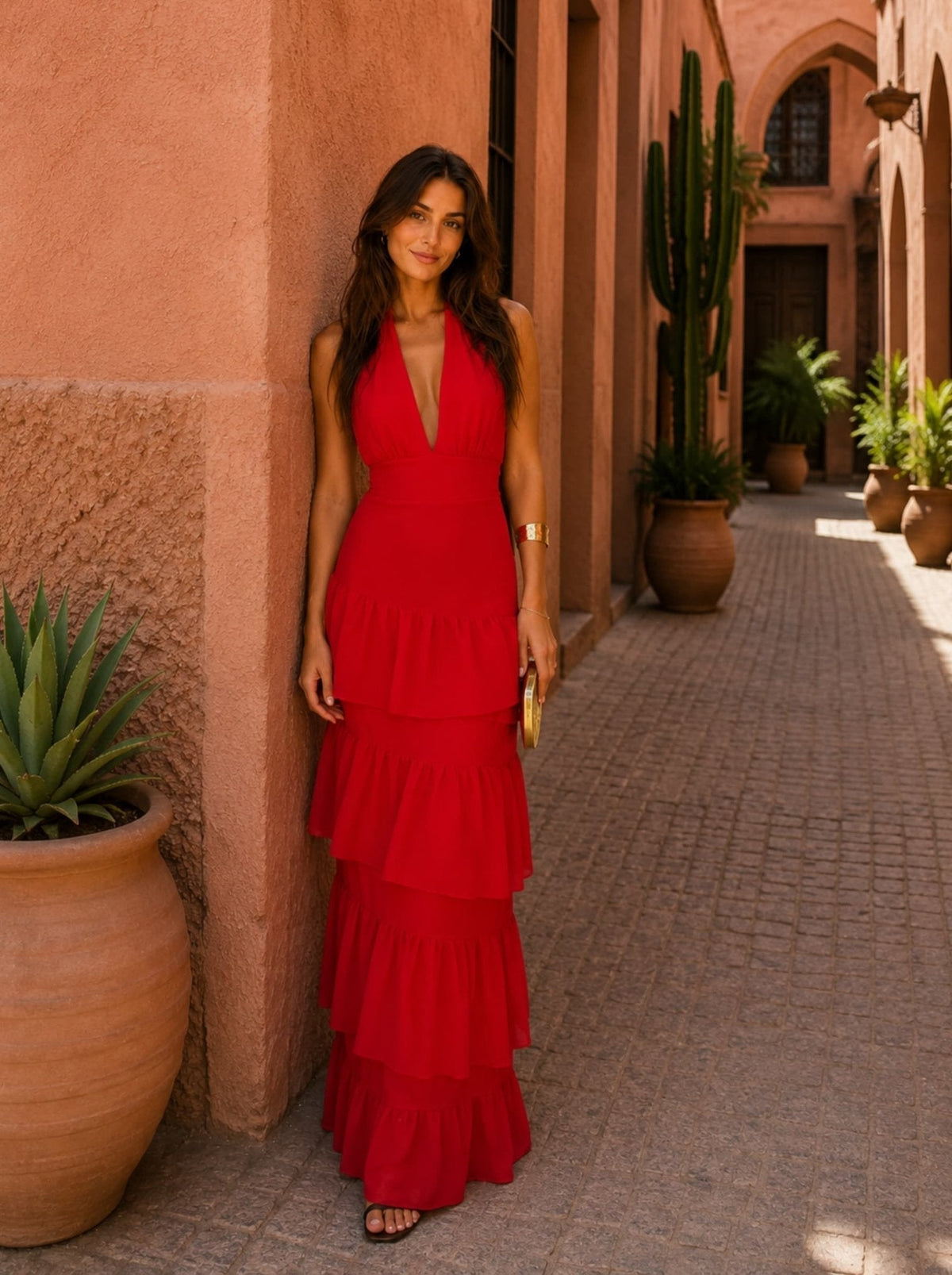 Vestido rojo estilo Manila