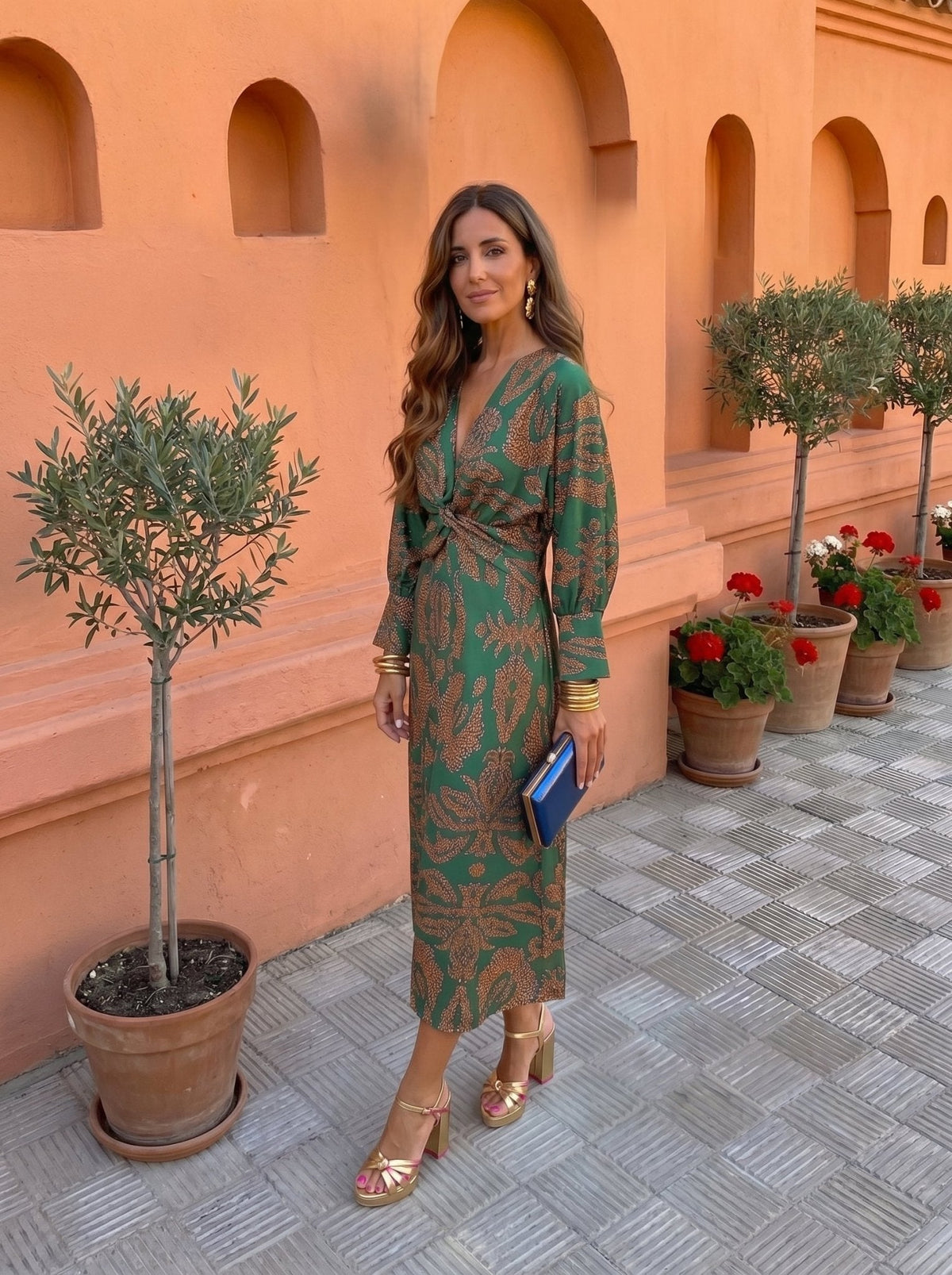 Vestido estampado de largo medio