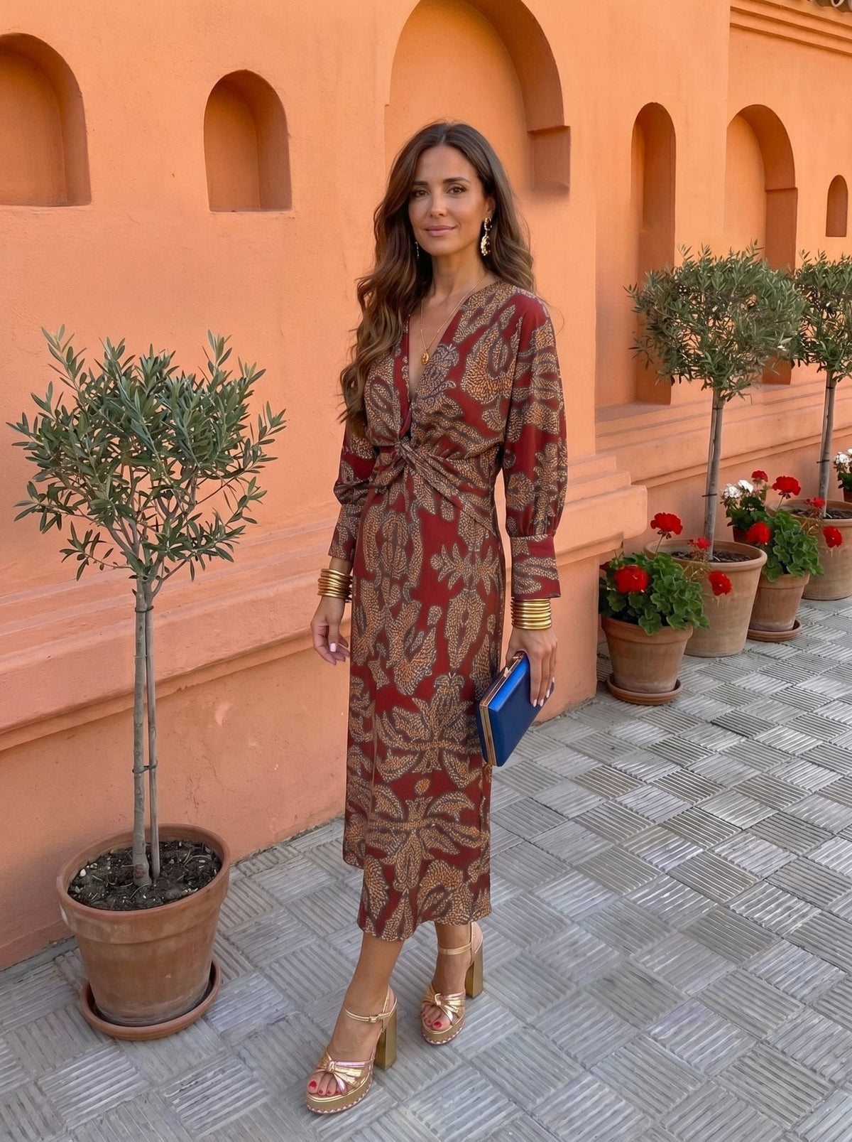 Vestido estampado de largo medio