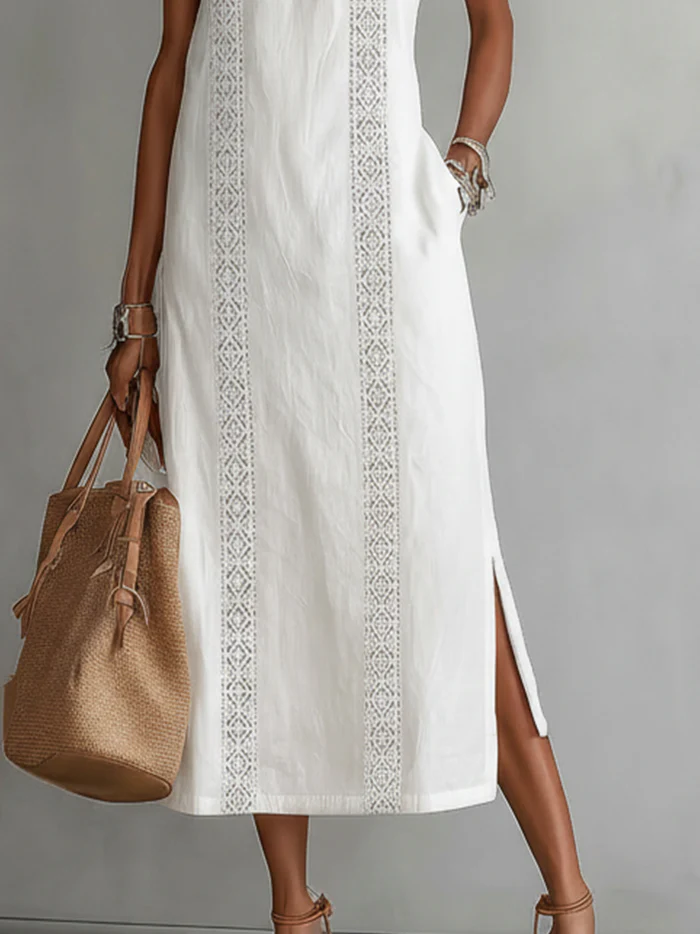 Vestido Midi Elegante con Cuello Mao
