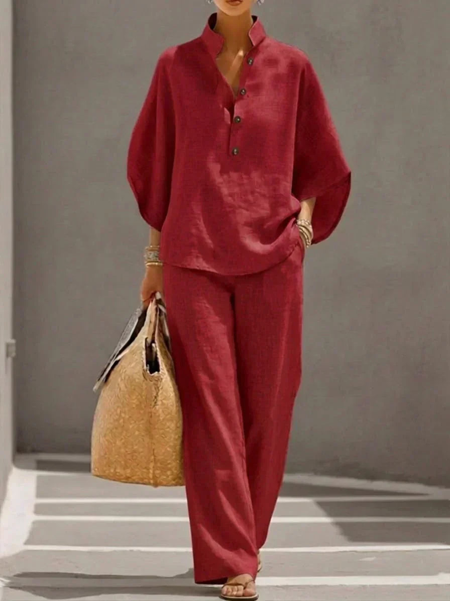 Conjunto con Mangas Murciélago y Pantalón Ancho