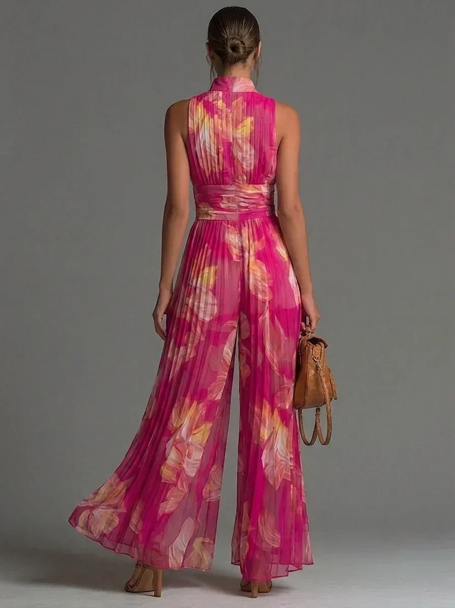Jumpsuit Plisado De Gala Cuello Alto