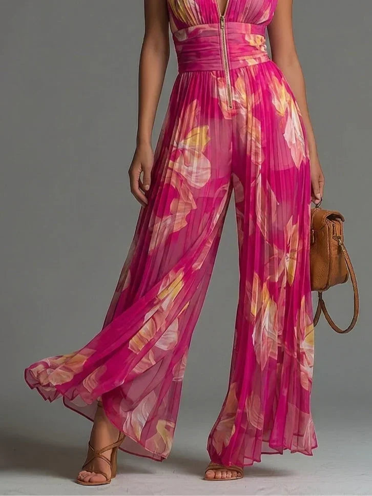 Jumpsuit Plisado De Gala Cuello Alto