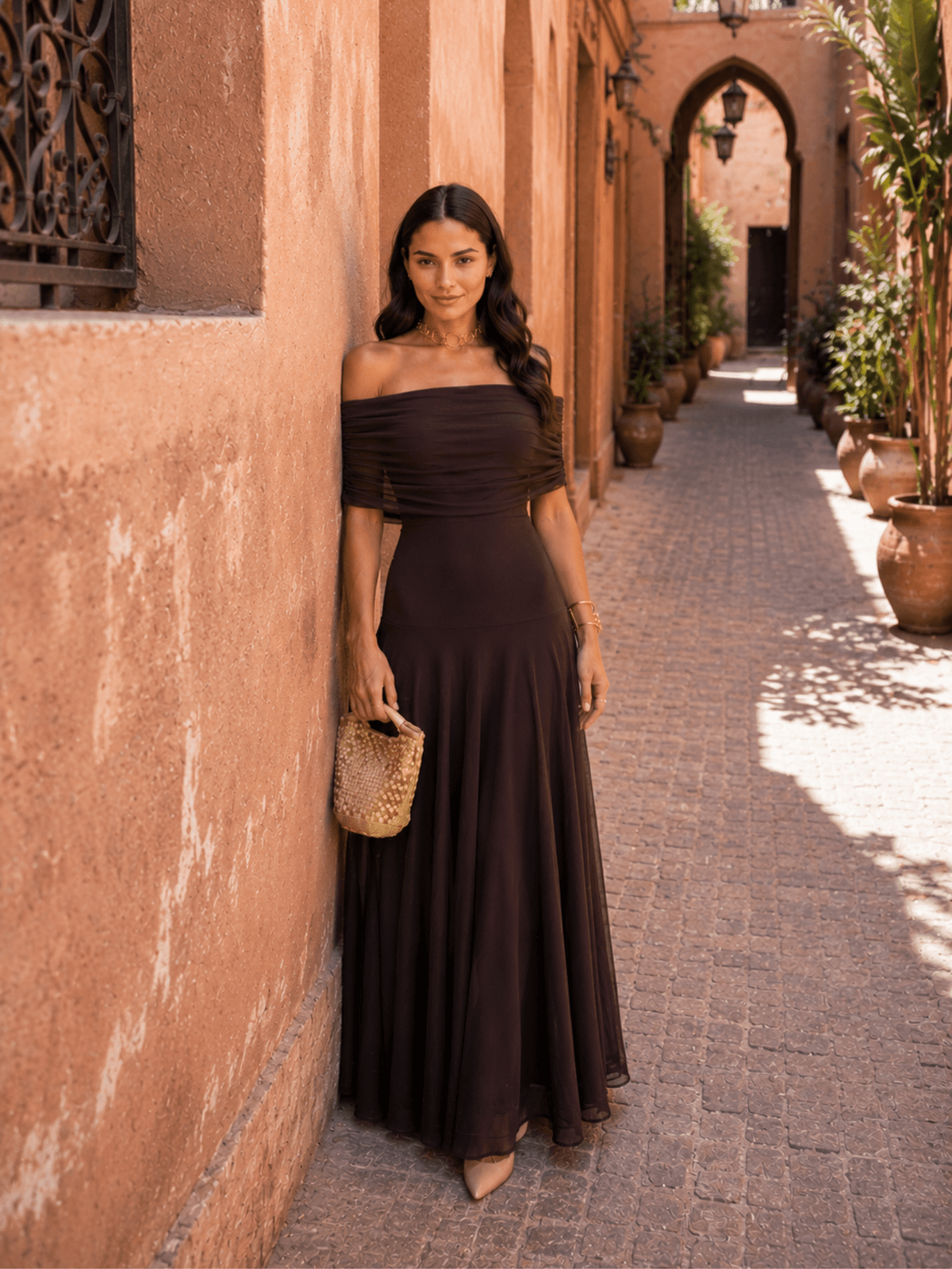 Vestido marrón estilo Toledo