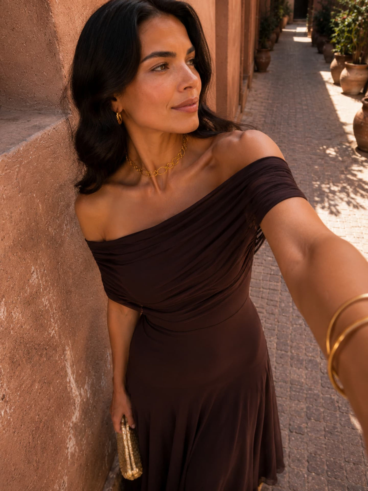 Vestido marrón estilo Toledo