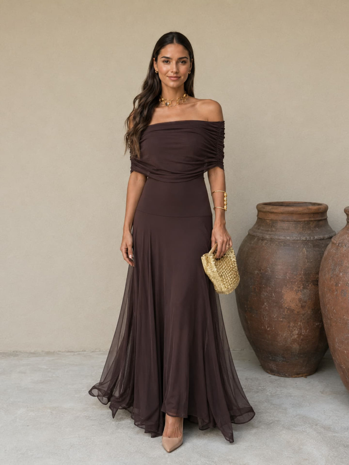 Vestido marrón estilo Toledo